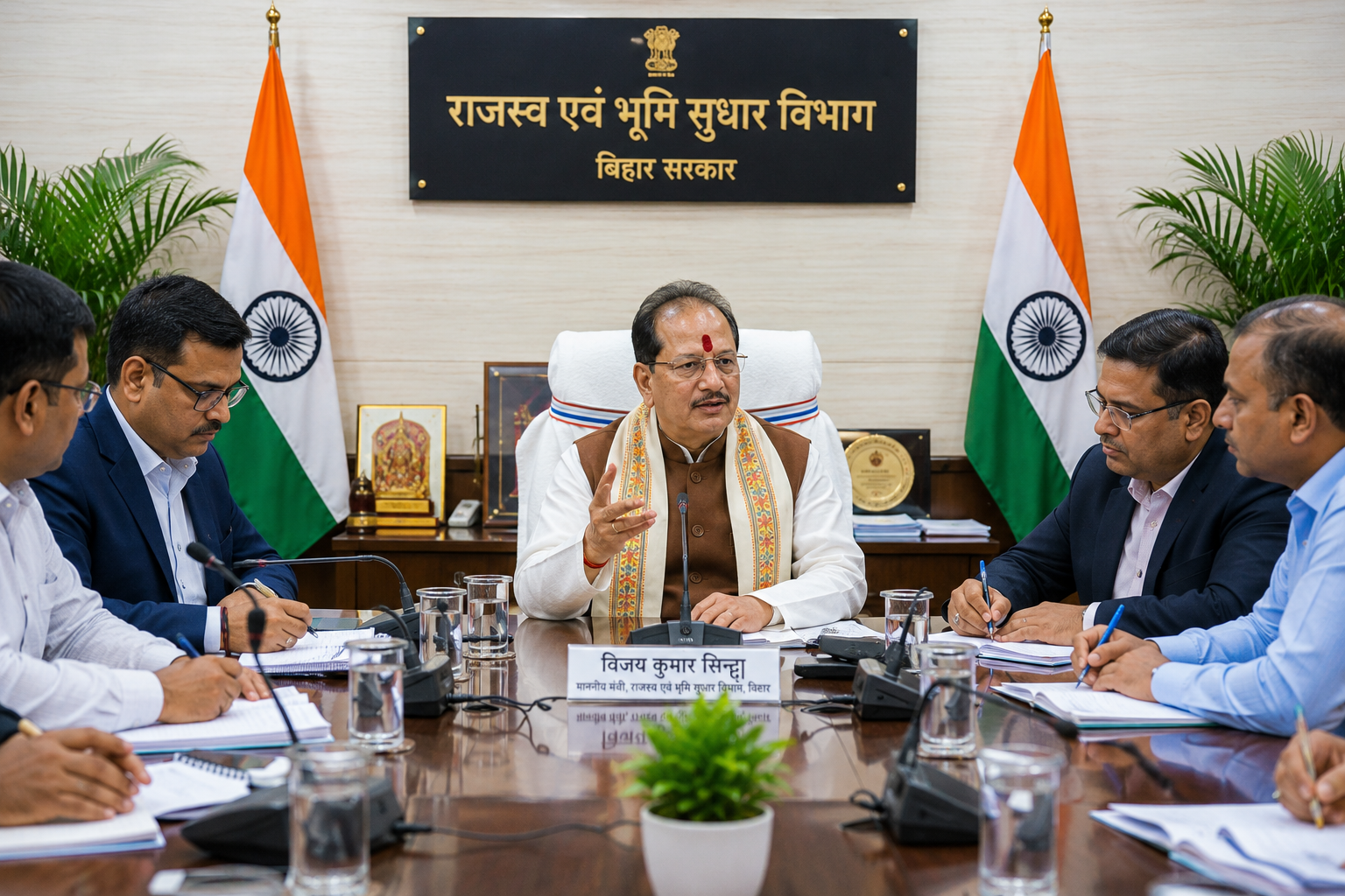 Vijay Kumar Sinha review meeting on revenue and land reforms in Bihar